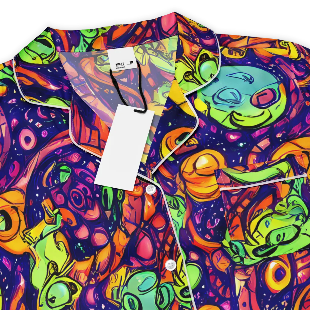 Cosmic Critter Riot on Women's Short Sleeve Pajama Top — Product details