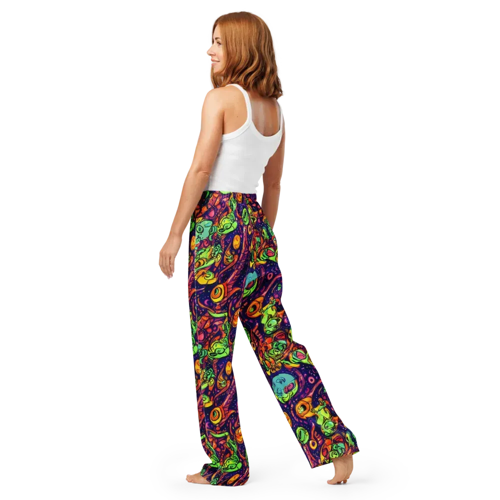 Cosmic Critter Riot on Women's Pajama Pants — Back