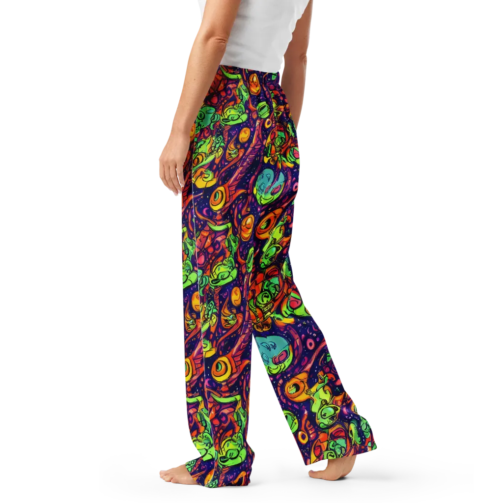 Cosmic Critter Riot on Women's Pajama Pants — Left