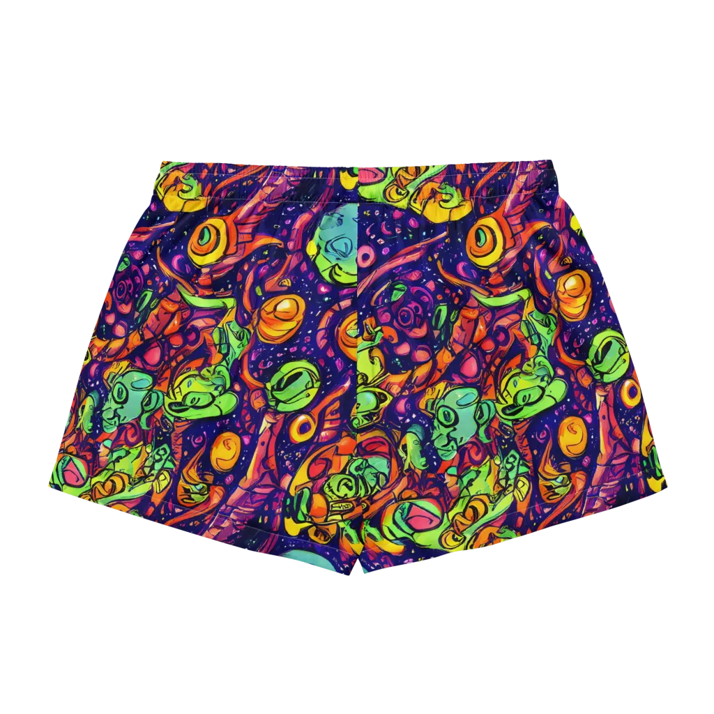 Cosmic Critter Riot on Women's Pajama Shorts — Back