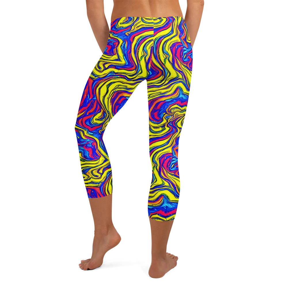 Electric Rhapsody on Capri Leggings — Back