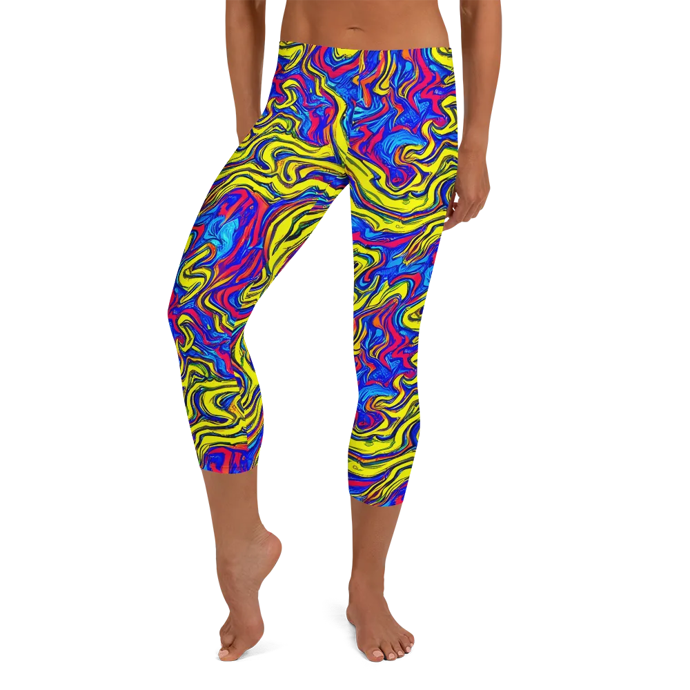 Electric Rhapsody on Capri Leggings — Front