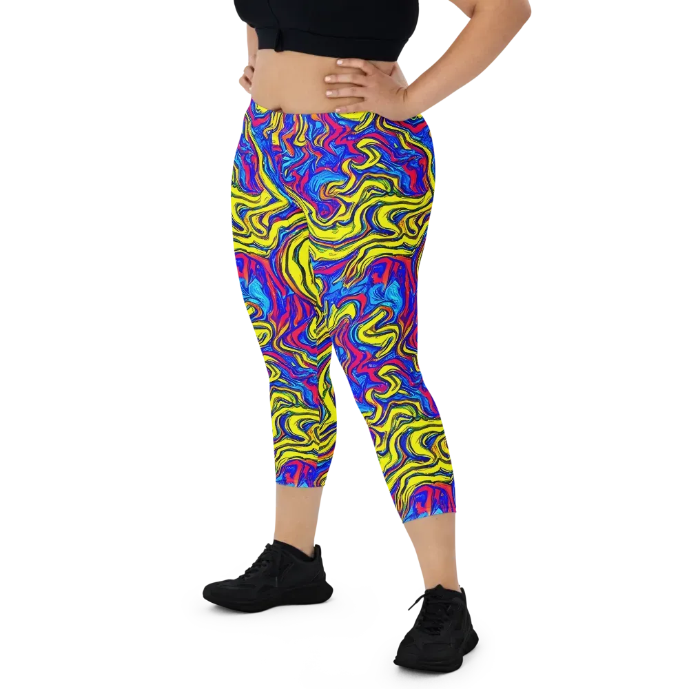 Electric Rhapsody on Capri Leggings — Front