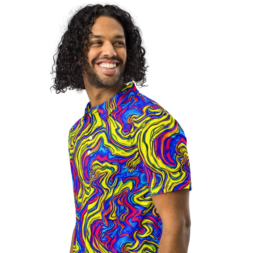 Electric Rhapsody on Men's Slim Fit Polo Shirt — Left Front