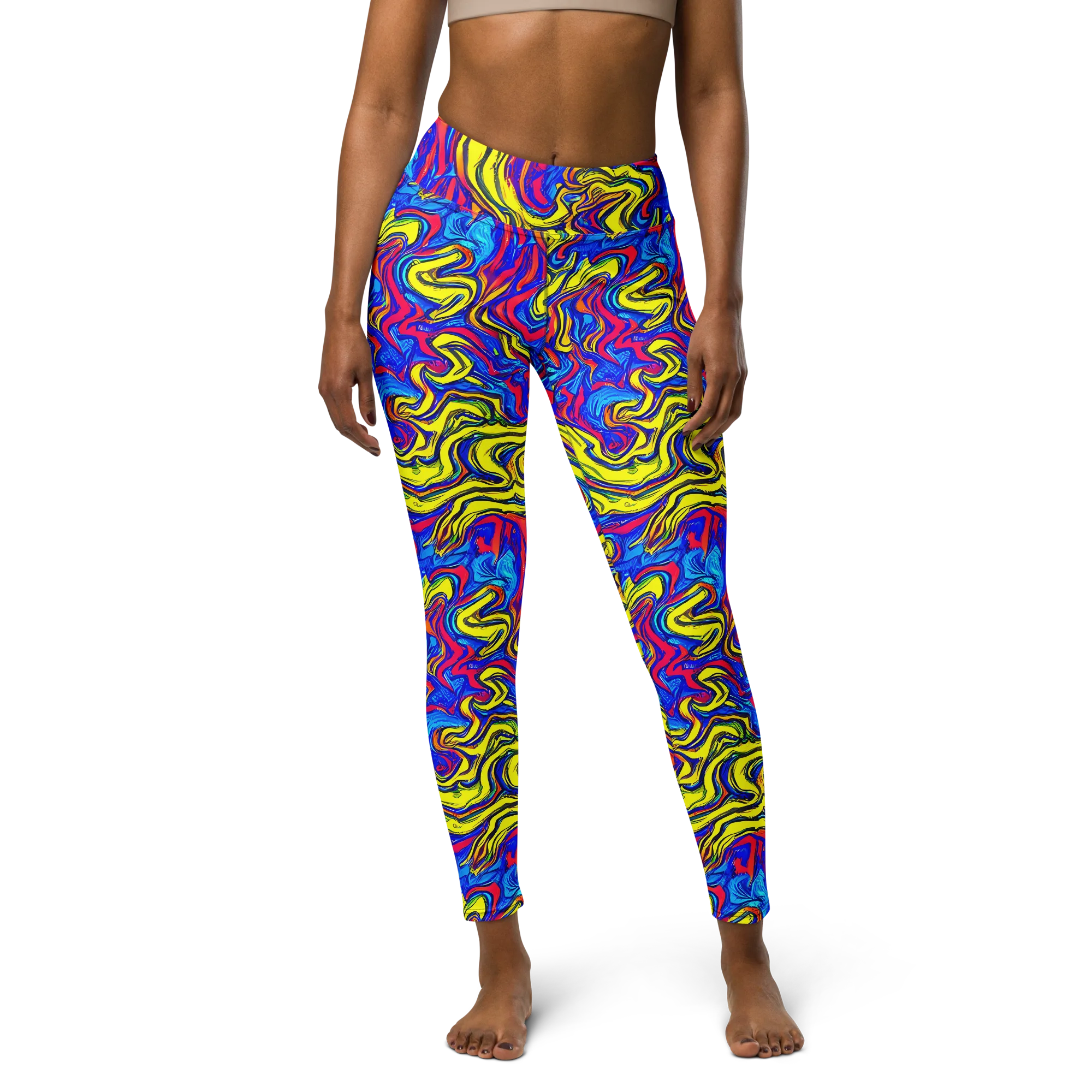 Electric Rhapsody on Yoga Leggings — Front
