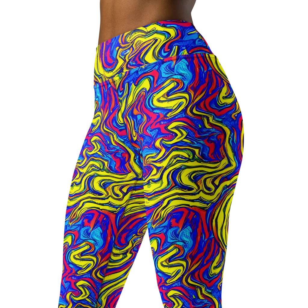 Electric Rhapsody on Yoga Leggings — Left Front