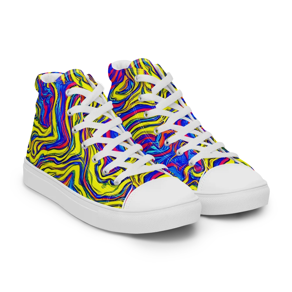 Electric Rhapsody on Men's High Top Canvas Shoes — Right Front