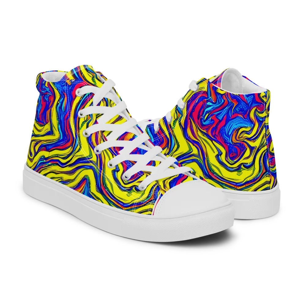 Electric Rhapsody on Men's High Top Canvas Shoes — Right