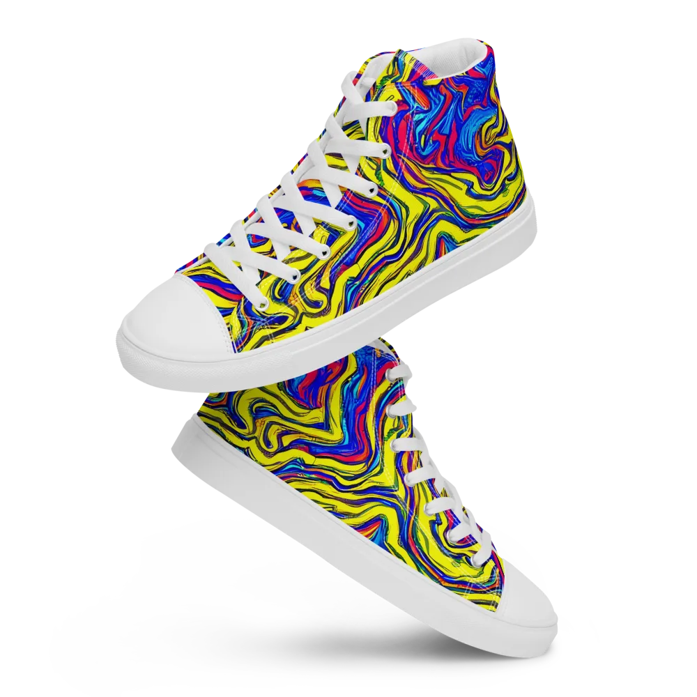 Electric Rhapsody on Men's High Top Canvas Shoes — Front