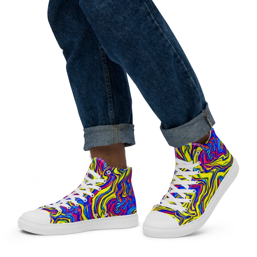Electric Rhapsody on Men's High Top Canvas Shoes — Left