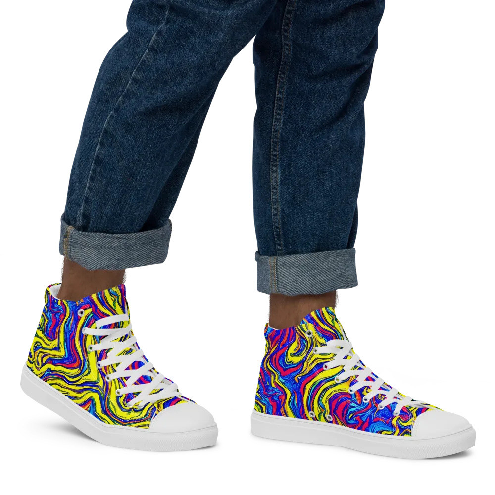 Electric Rhapsody on Men's High Top Canvas Shoes — Right