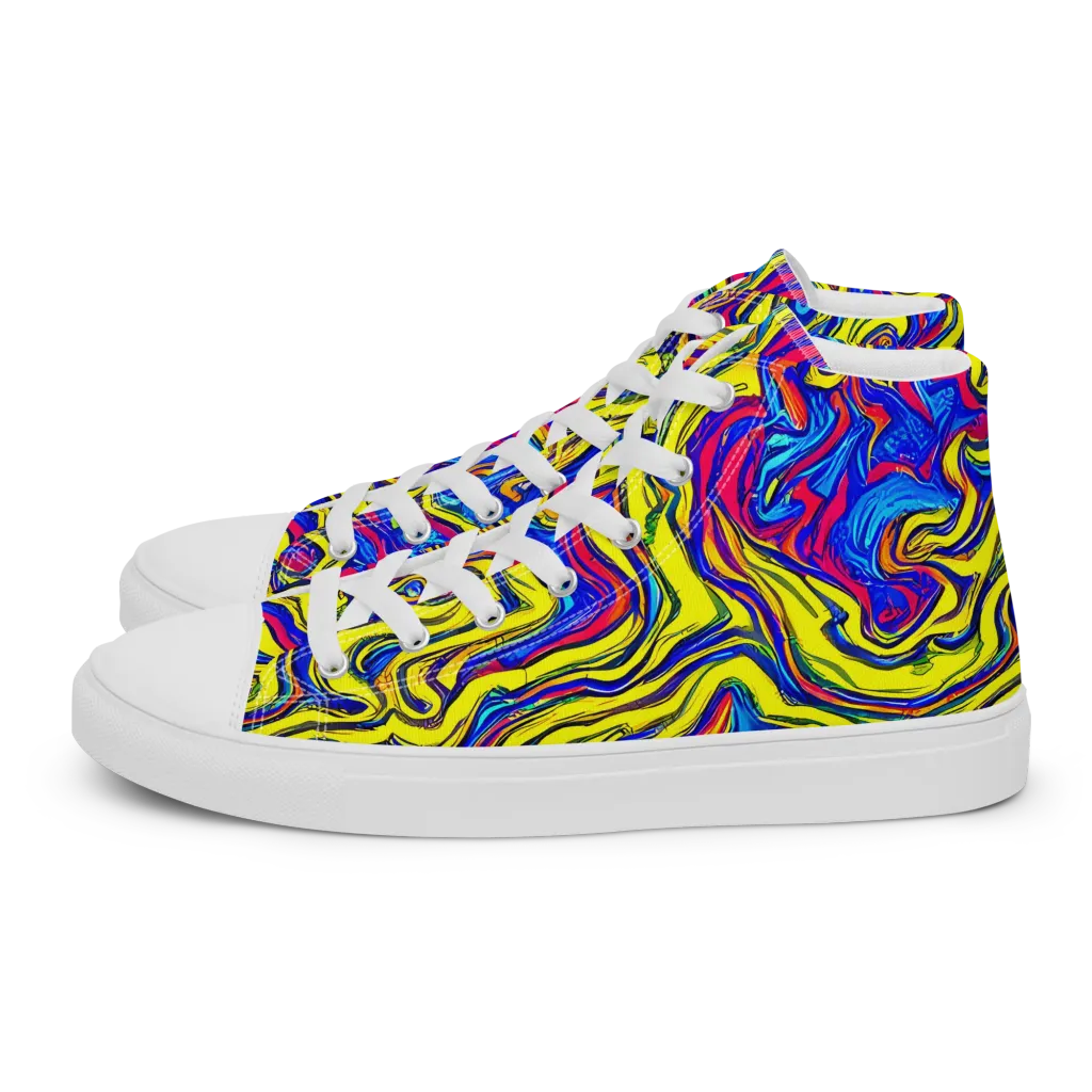 Electric Rhapsody on Women's High Top Canvas Shoes — Left