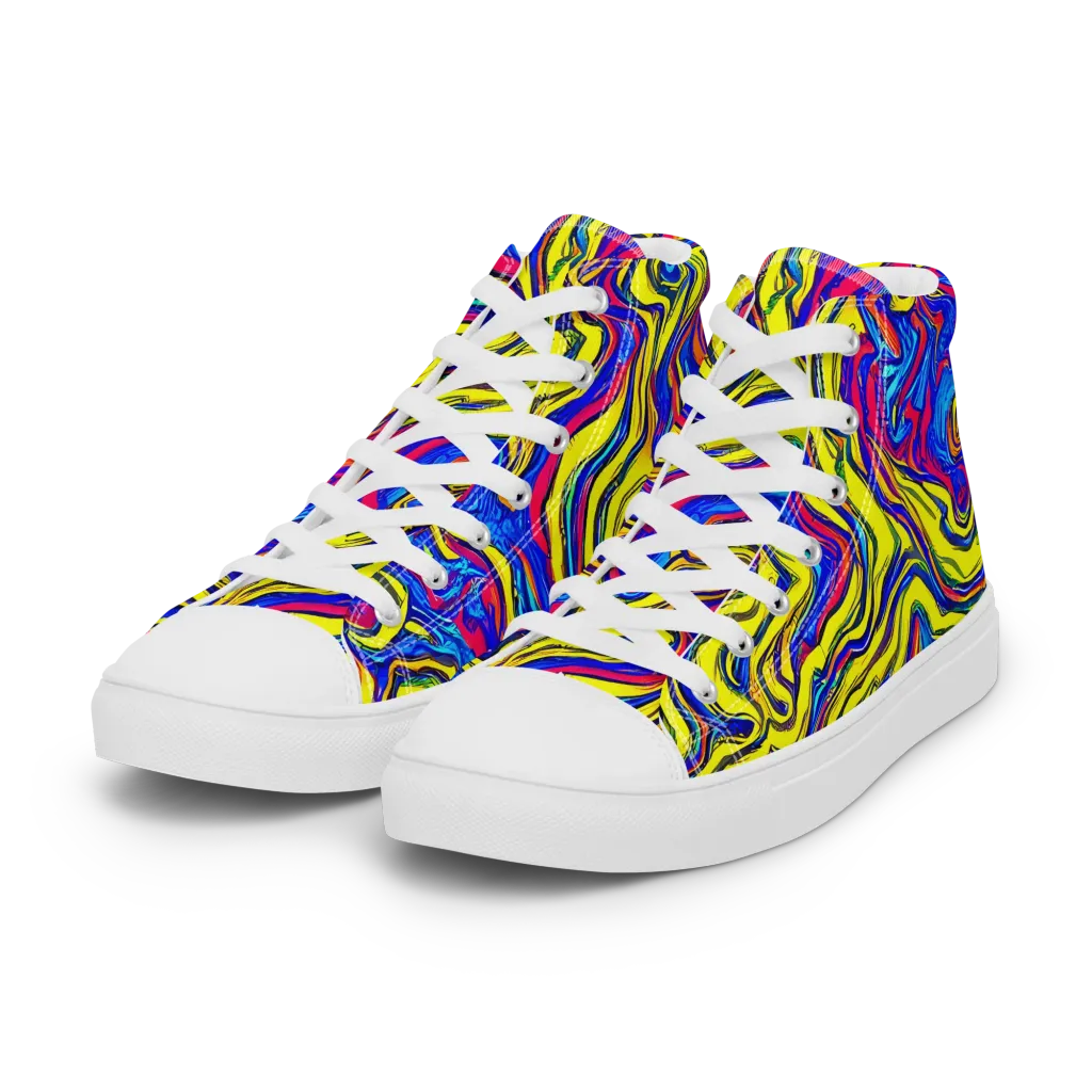 Electric Rhapsody on Women's High Top Canvas Shoes — Left Front