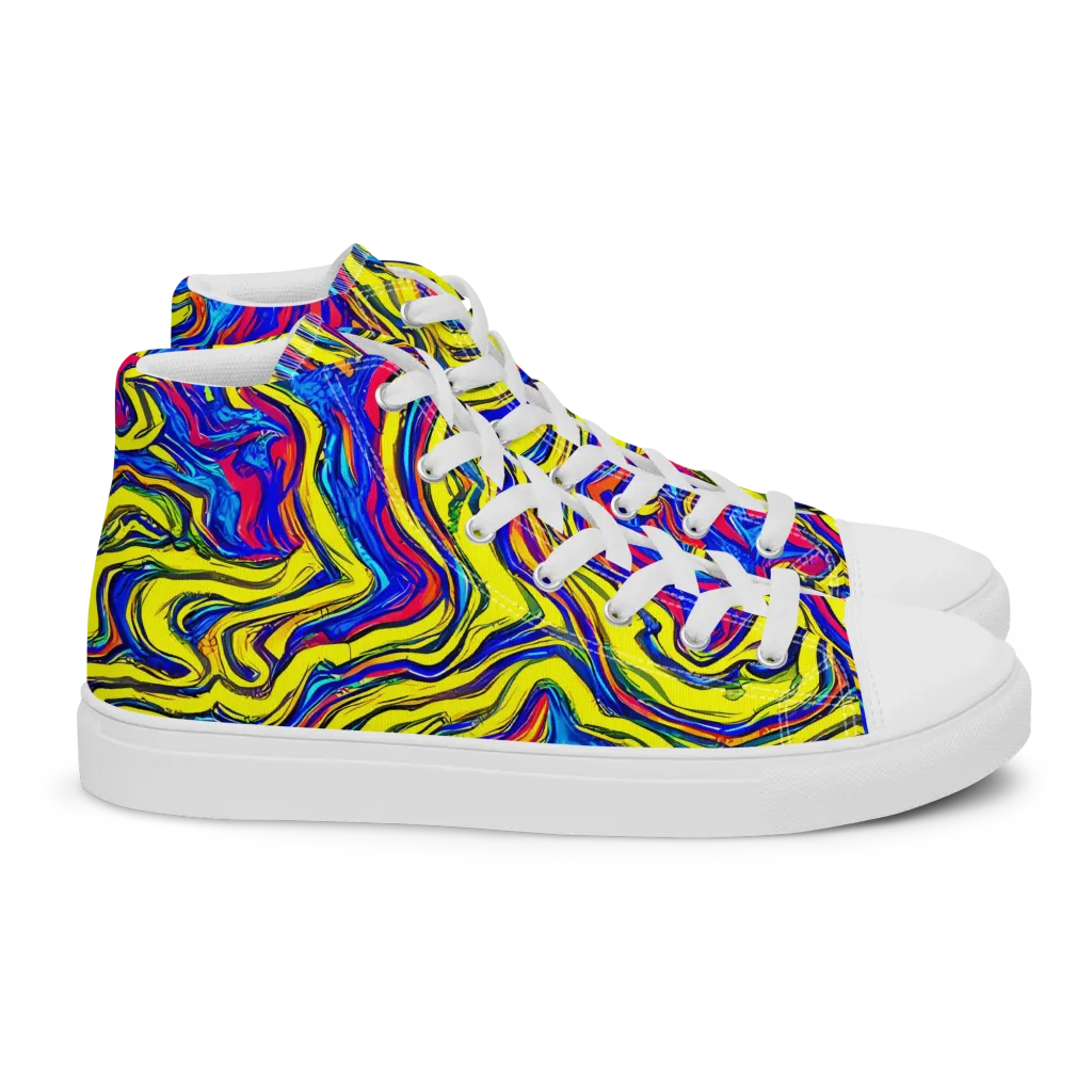 Electric Rhapsody on Women's High Top Canvas Shoes — Right
