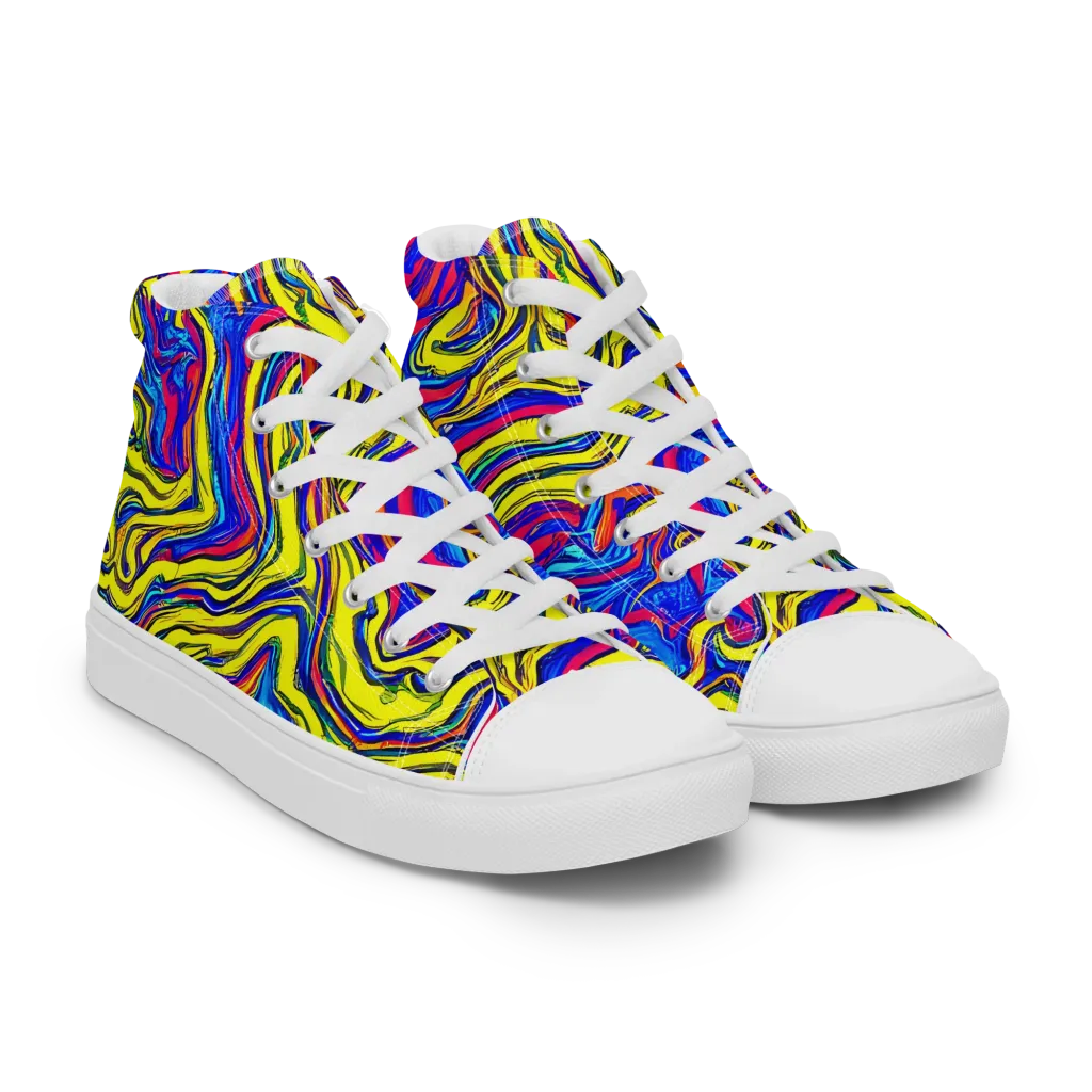 Electric Rhapsody on Women's High Top Canvas Shoes — Right Front