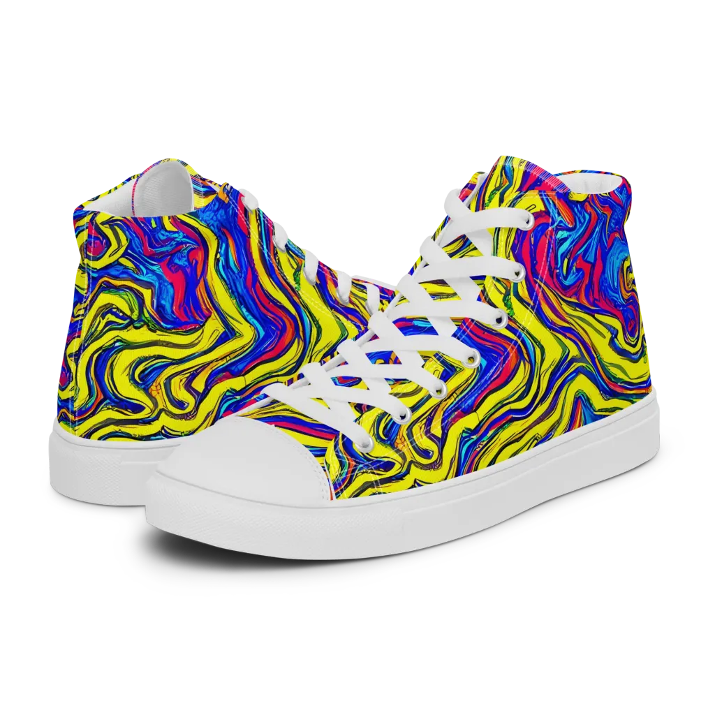 Electric Rhapsody on Women's High Top Canvas Shoes — Left