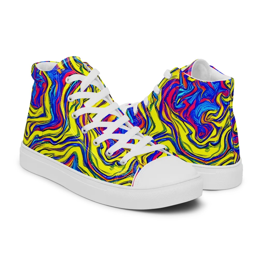 Electric Rhapsody on Women's High Top Canvas Shoes — Right