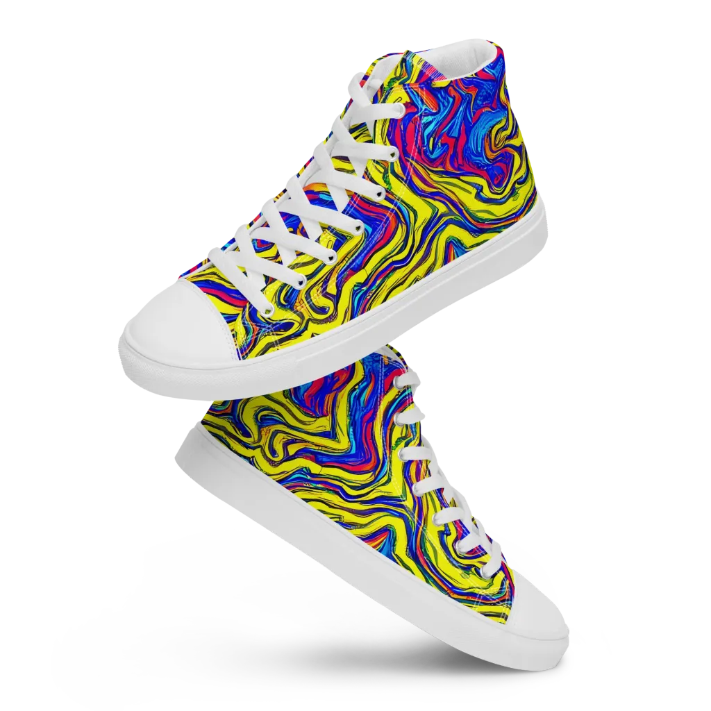 Electric Rhapsody on Women's High Top Canvas Shoes — Front