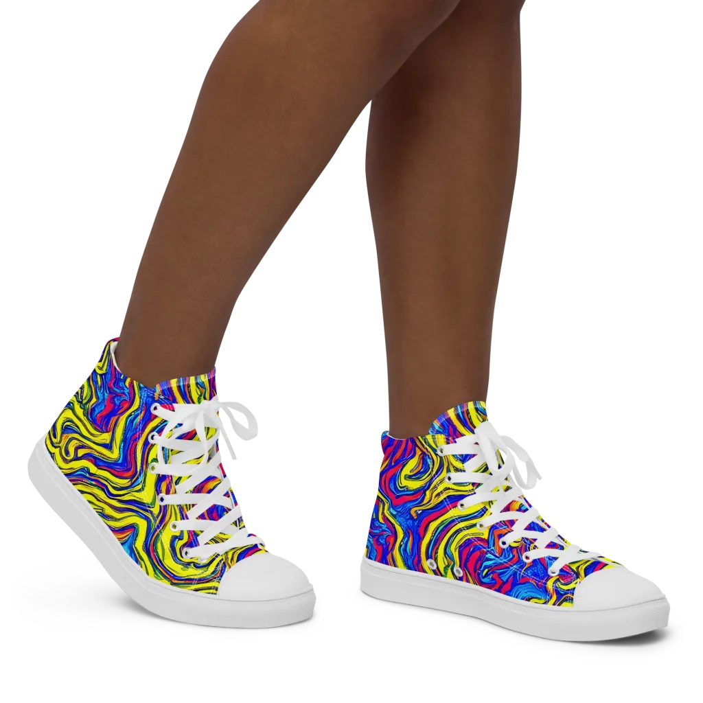 Electric Rhapsody on Women's High Top Canvas Shoes — Right