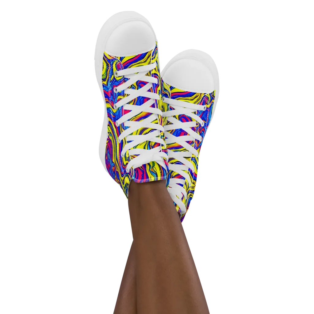 Electric Rhapsody on Women's High Top Canvas Shoes — Front