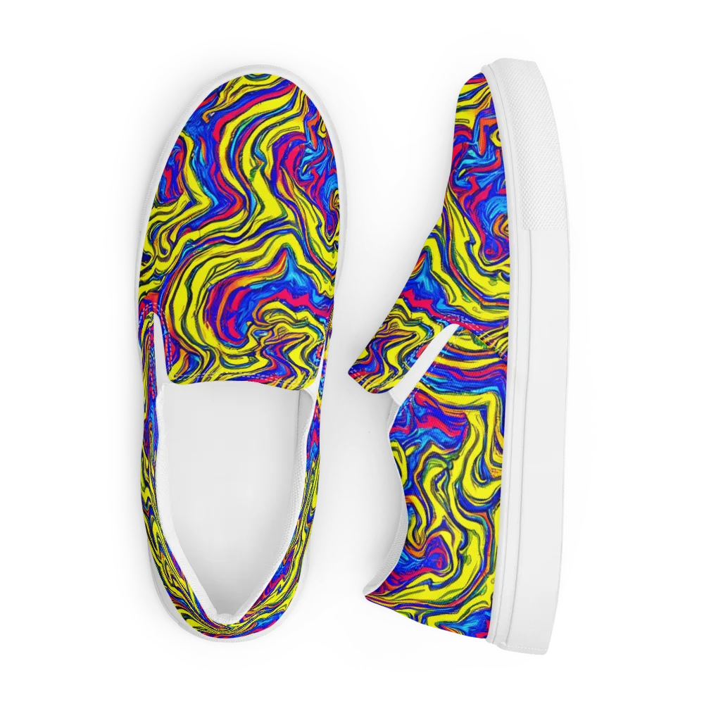 Electric Rhapsody on Men's Slip-On Canvas Shoes — Front