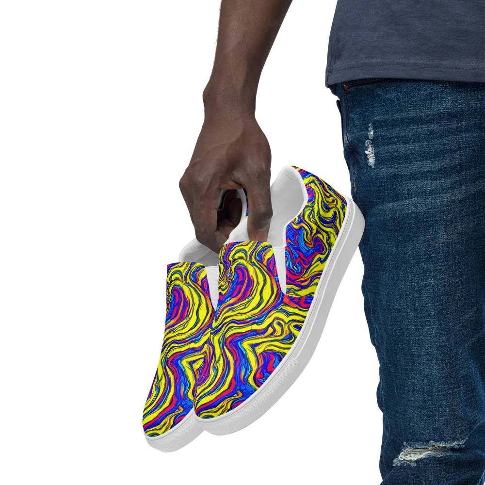 Electric Rhapsody on Men's Slip-On Canvas Shoes — Left Front
