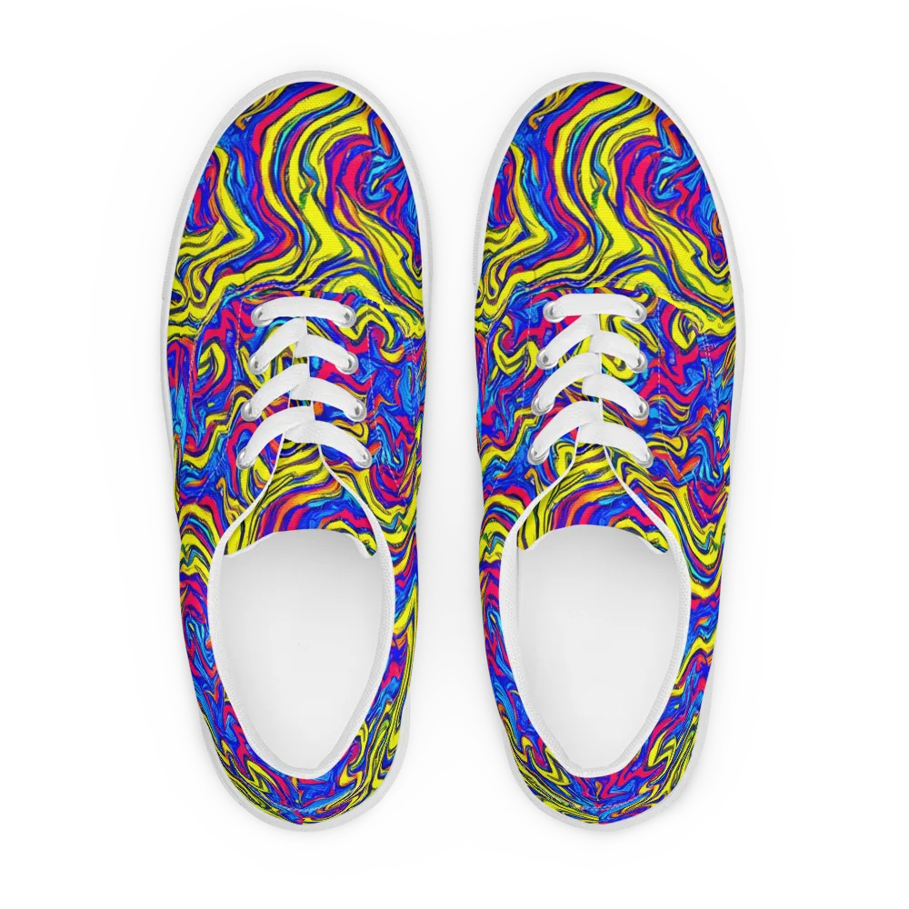 Electric Rhapsody on Men's Lace-Up Canvas Shoes — Front
