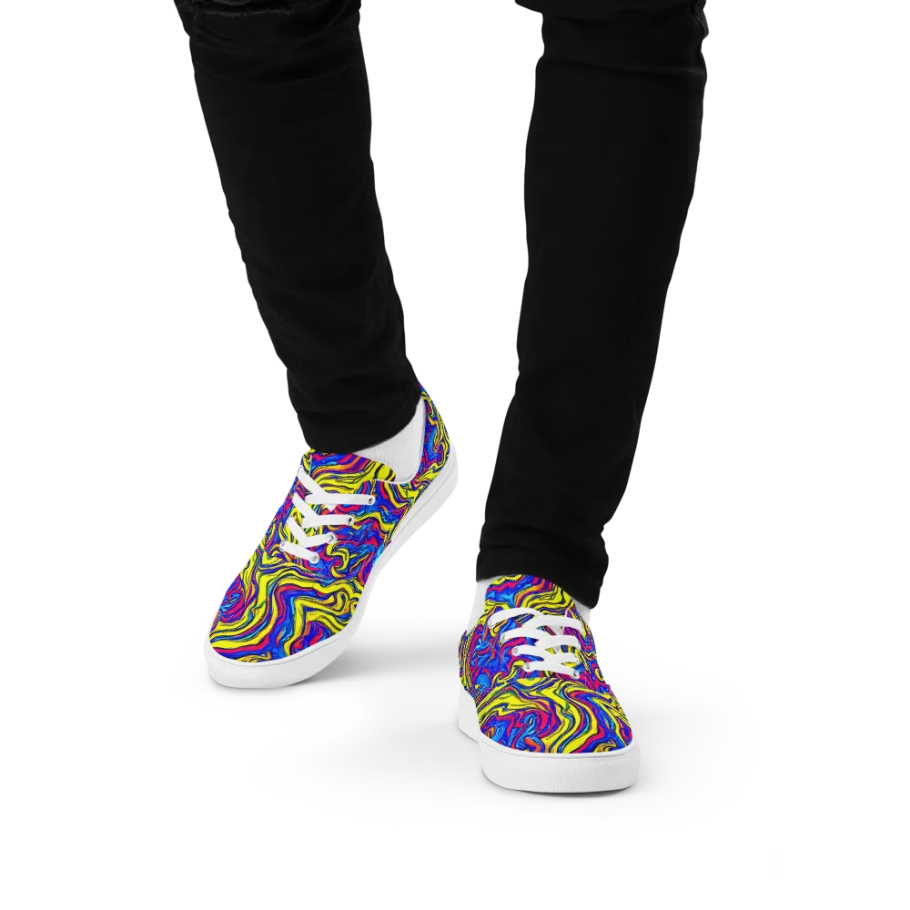 Electric Rhapsody on Men's Lace-Up Canvas Shoes — Front