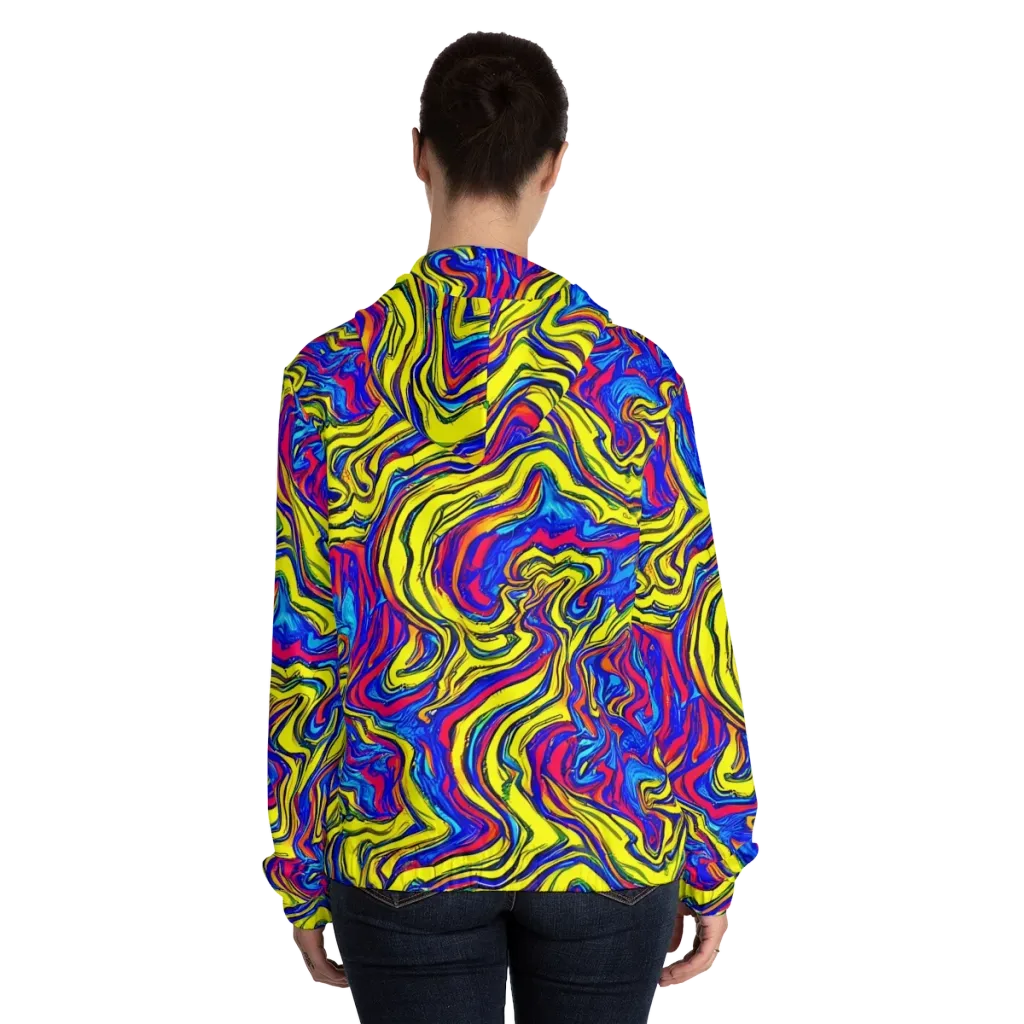 Electric Rhapsody on Women's Full-Zip Hoodie — Back On Person