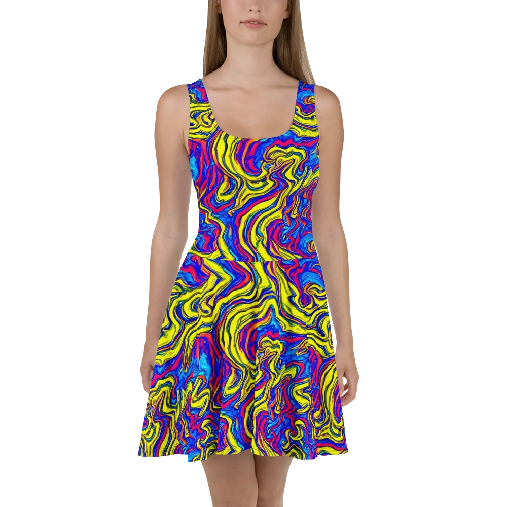 Electric Rhapsody on Skater Dress — Front