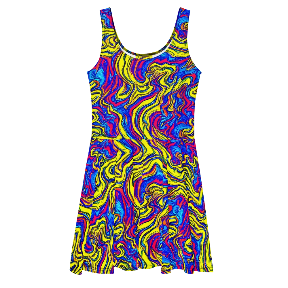 Electric Rhapsody on Skater Dress — Front
