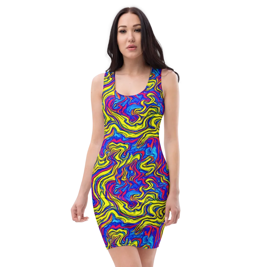 Electric Rhapsody on Bodycon Dress — Front