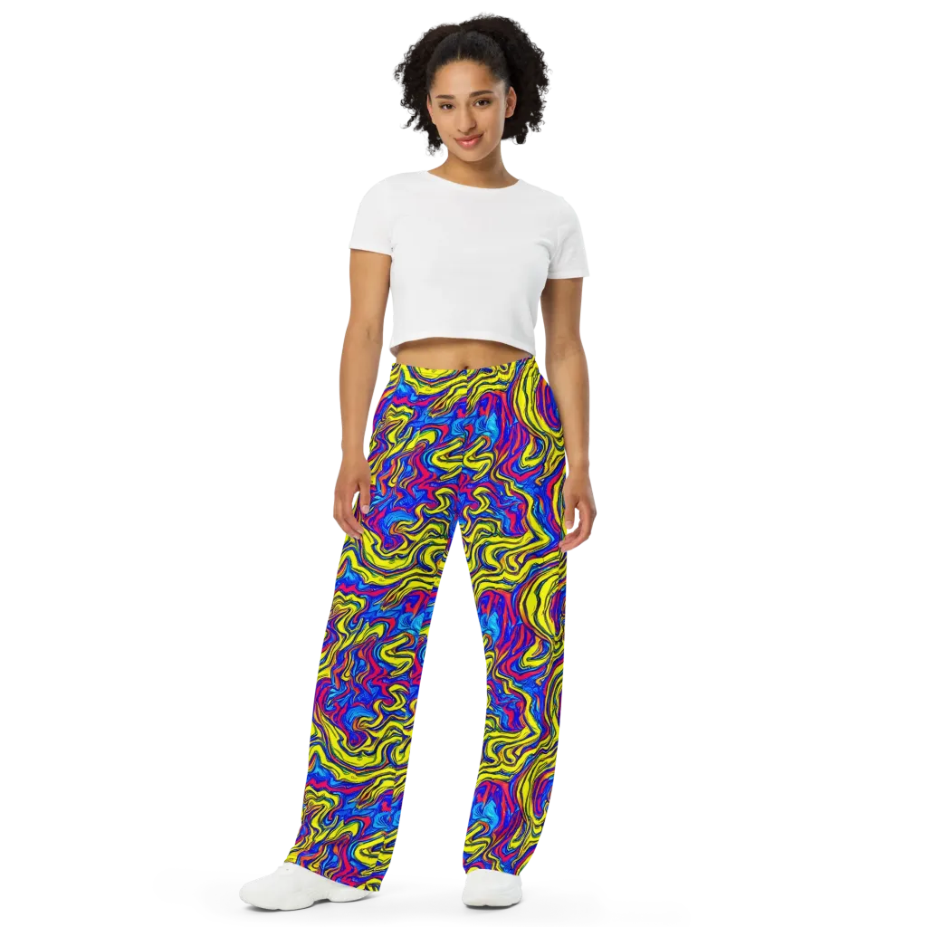 Electric Rhapsody on Wide-Leg Pants — Front