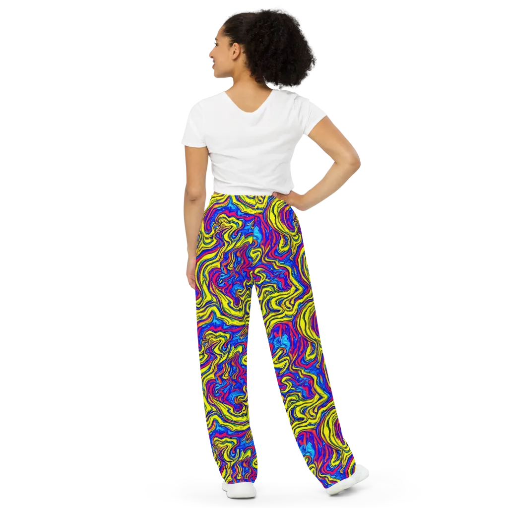 Electric Rhapsody on Wide-Leg Pants — Back