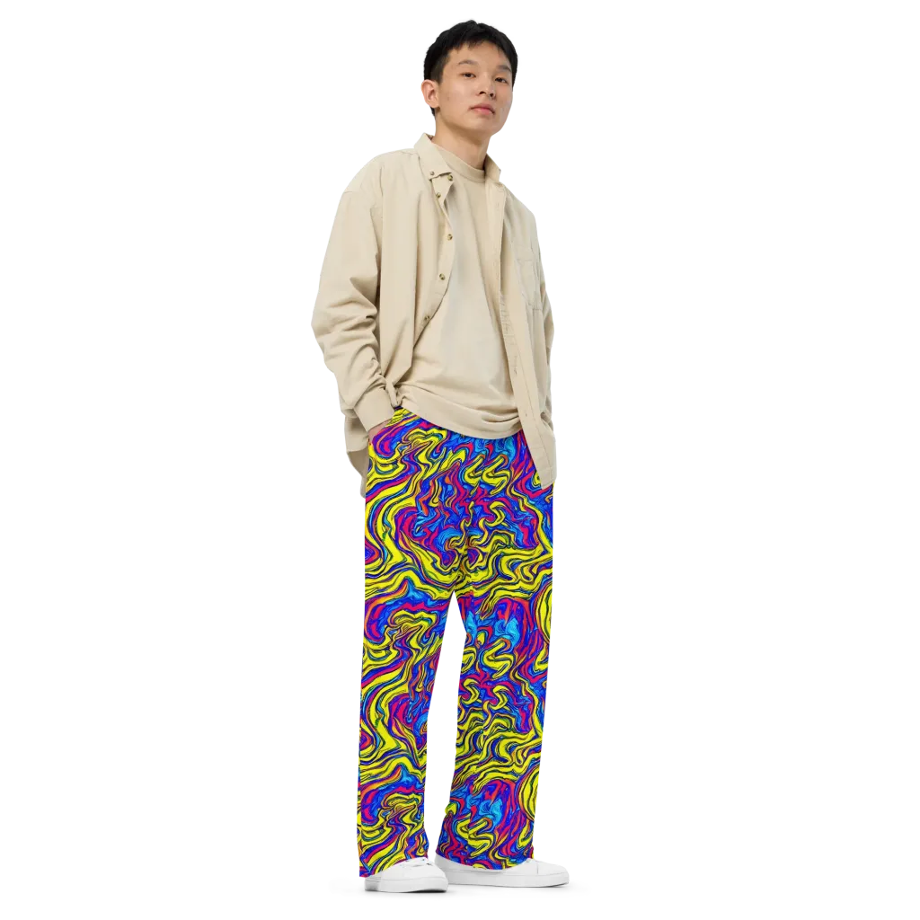 Electric Rhapsody on Wide-Leg Pants — Right Front