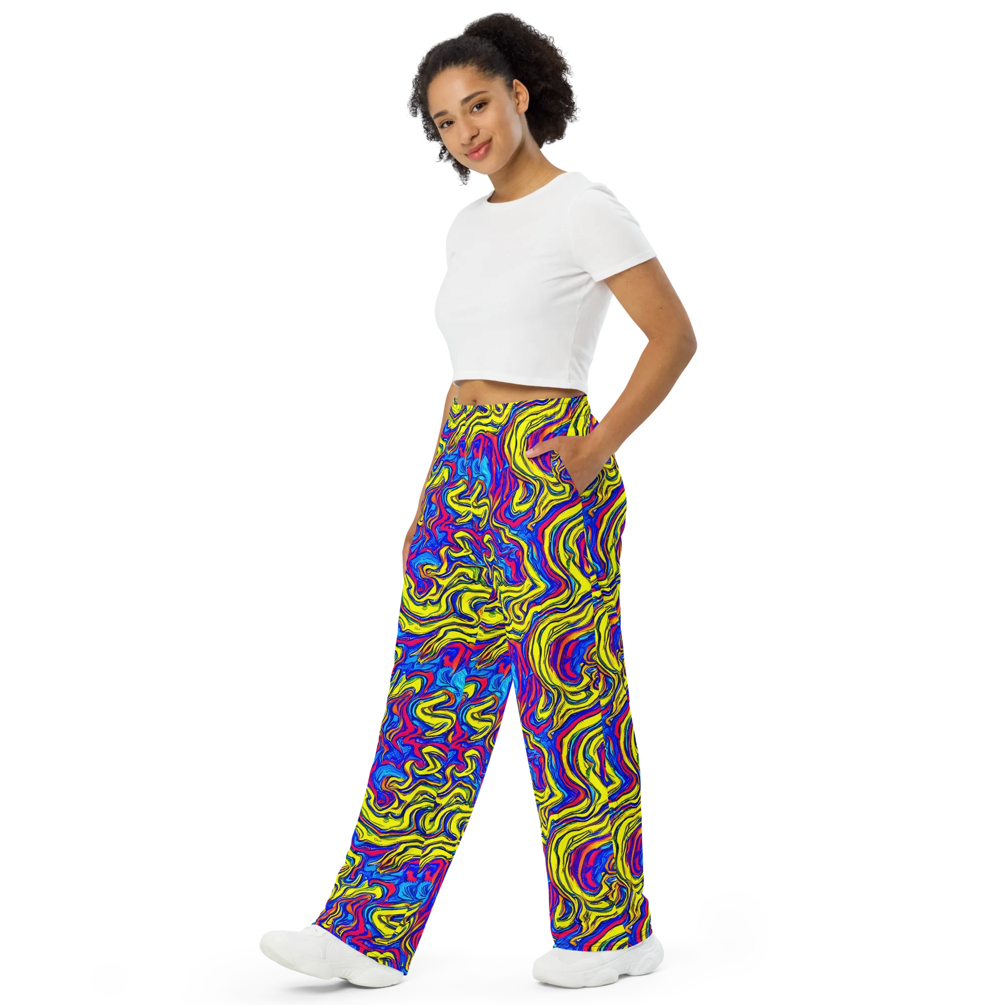 Electric Rhapsody on Wide-Leg Pants — Left Front