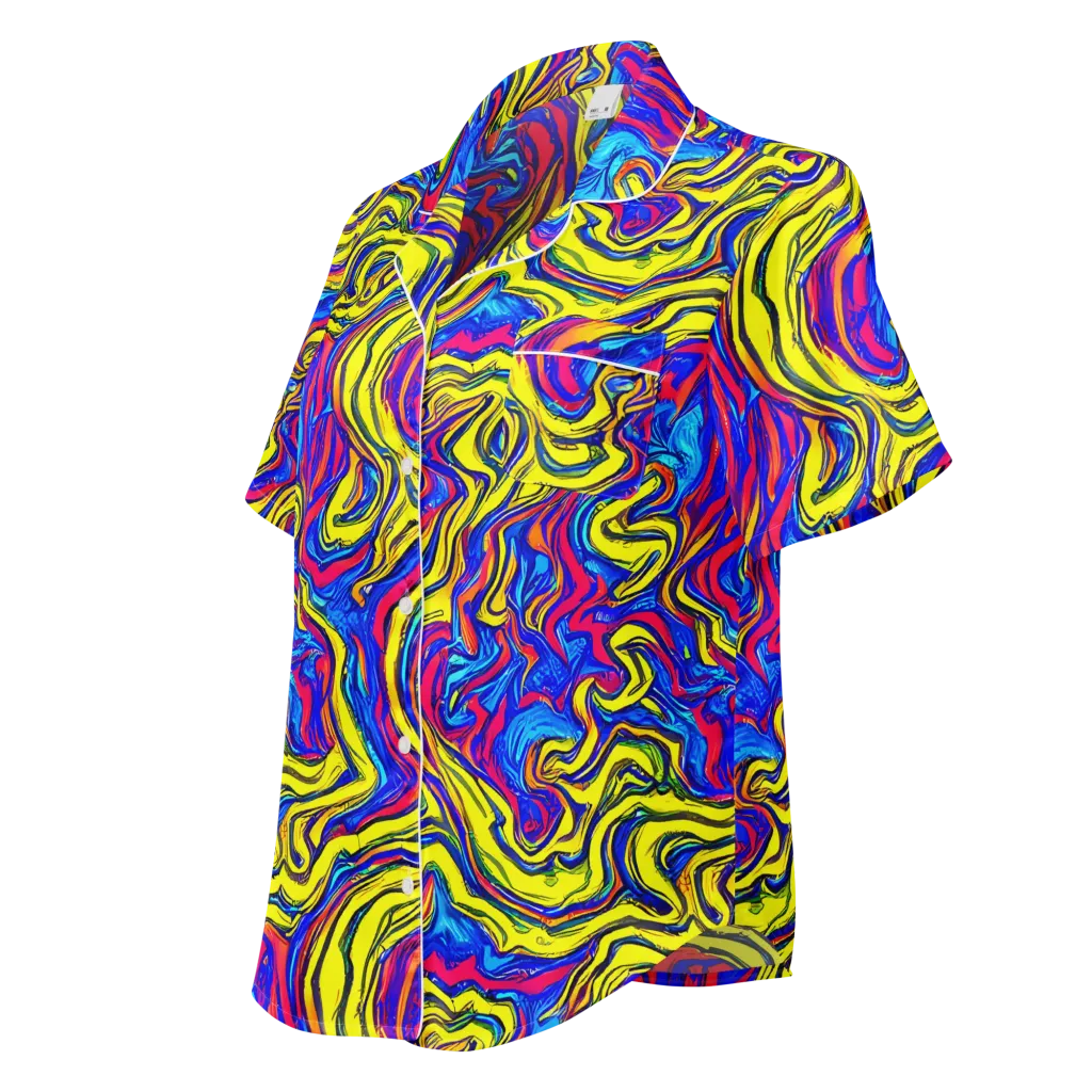 Electric Rhapsody on Women's Short Sleeve Pajama Top — Left Front
