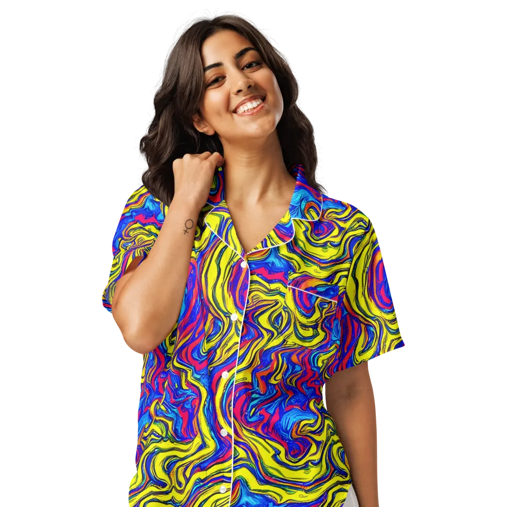 Electric Rhapsody on Women's Short Sleeve Pajama Top — Front