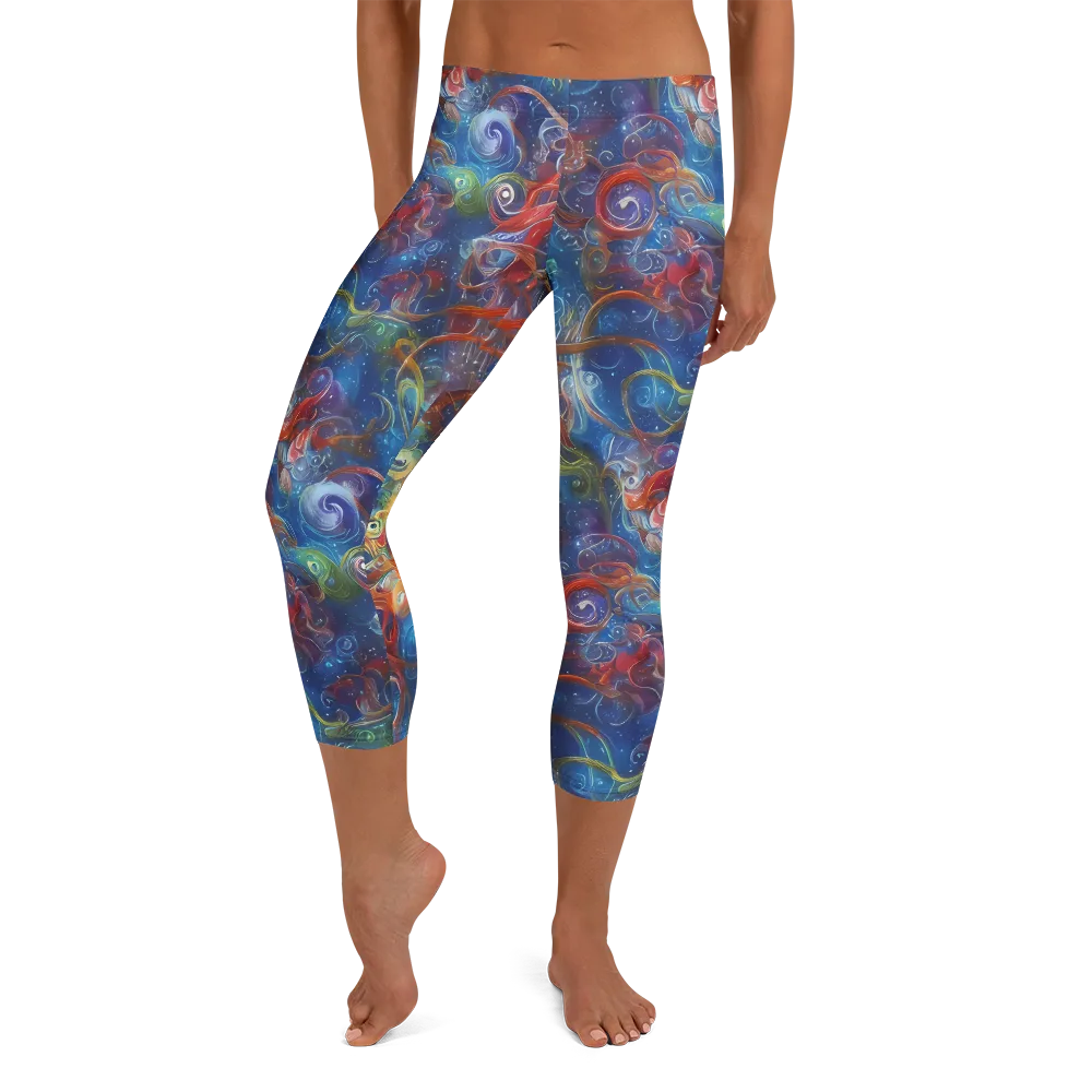Galactic Whirlpool on Capri Leggings — Front