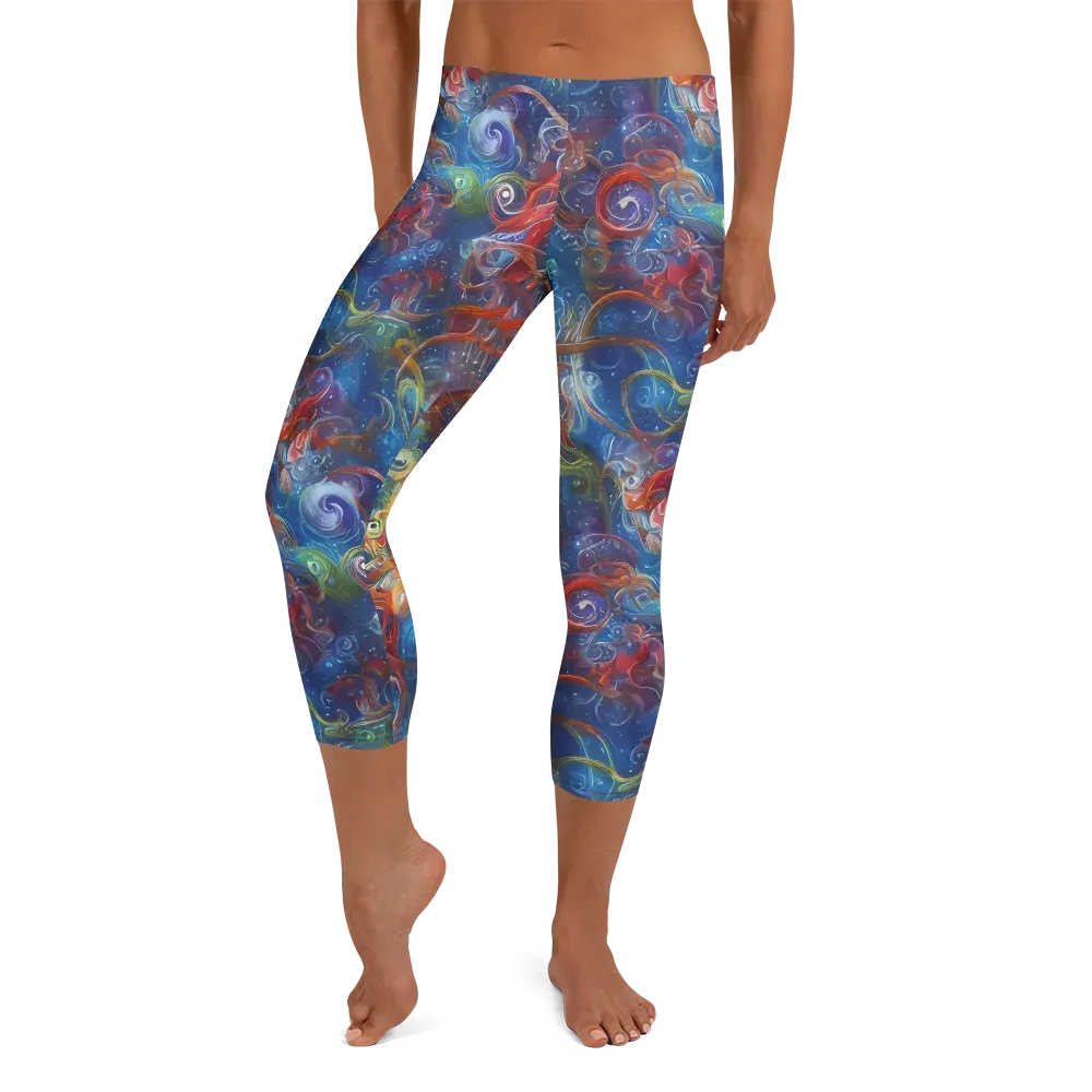 Galactic Whirlpool on Capri Leggings — Front