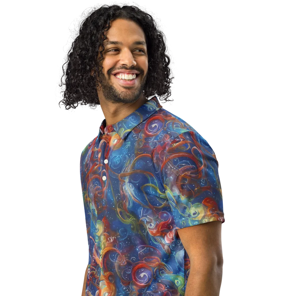 Galactic Whirlpool on Men's Slim Fit Polo Shirt — Left Front