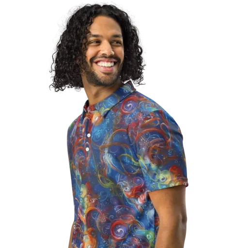 Galactic Whirlpool on a Men's Slim Fit Polo Shirt
