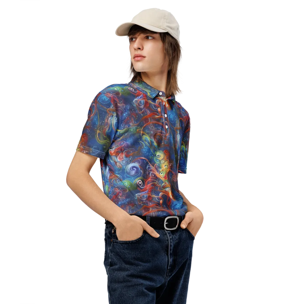 Galactic Whirlpool on Men's Slim Fit Polo Shirt — Right Front