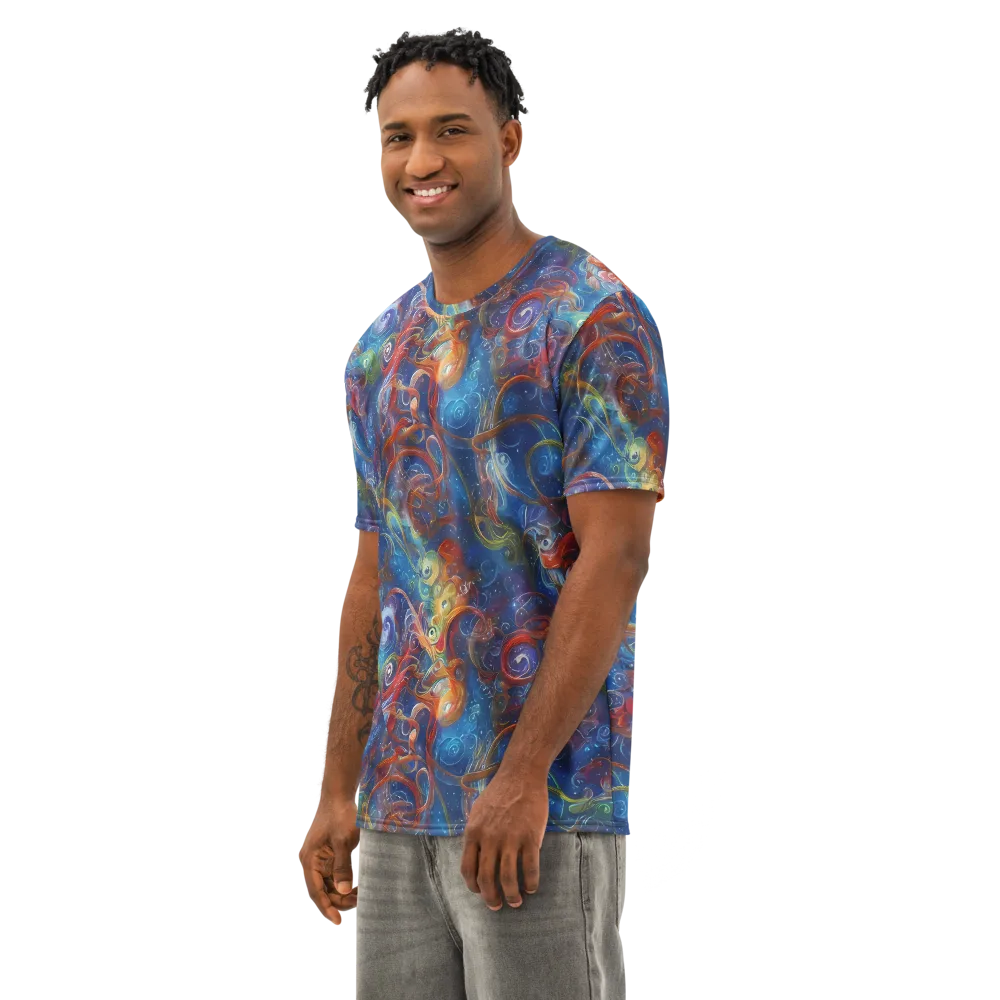 Galactic Whirlpool on Men's Cotton Crew Neck T-Shirt — Left Front
