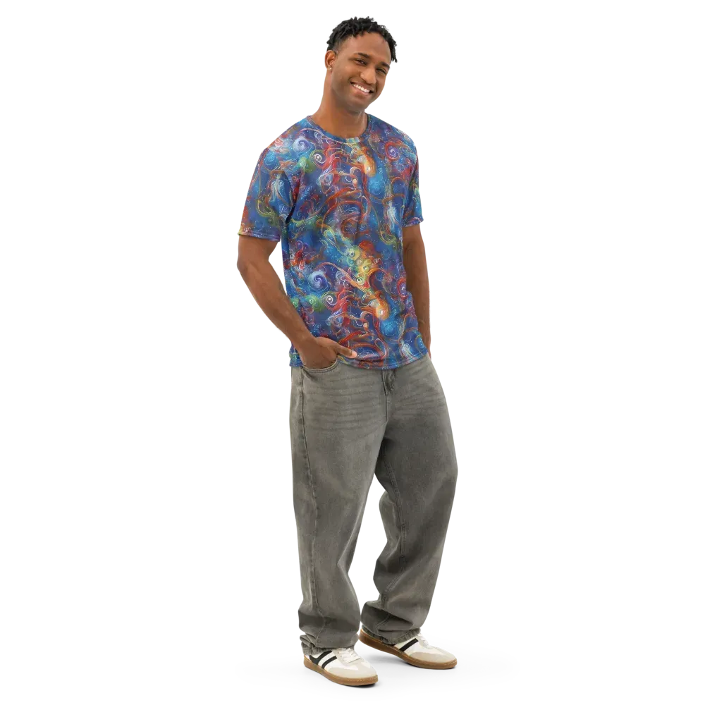 Galactic Whirlpool on Men's Cotton Crew Neck T-Shirt — Right Front