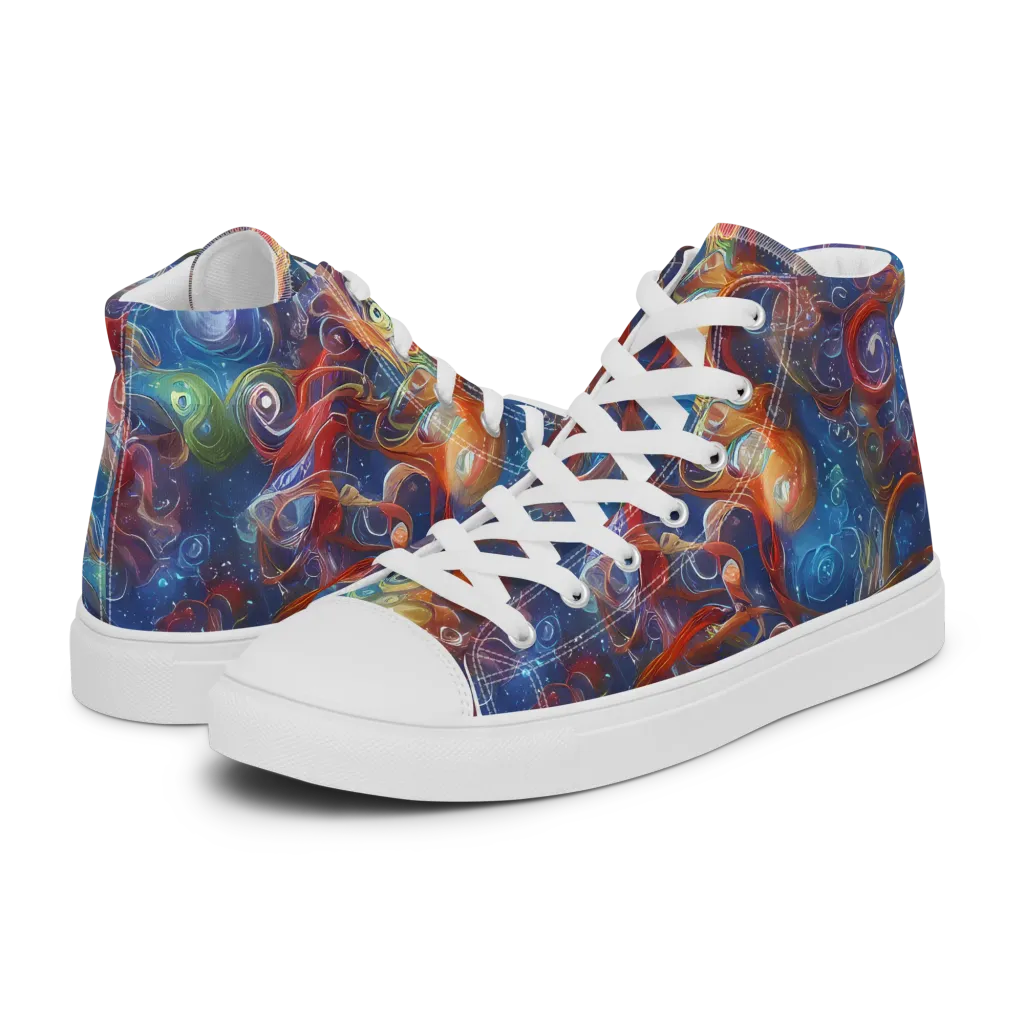 Galactic Whirlpool on Men's High Top Canvas Shoes — Left