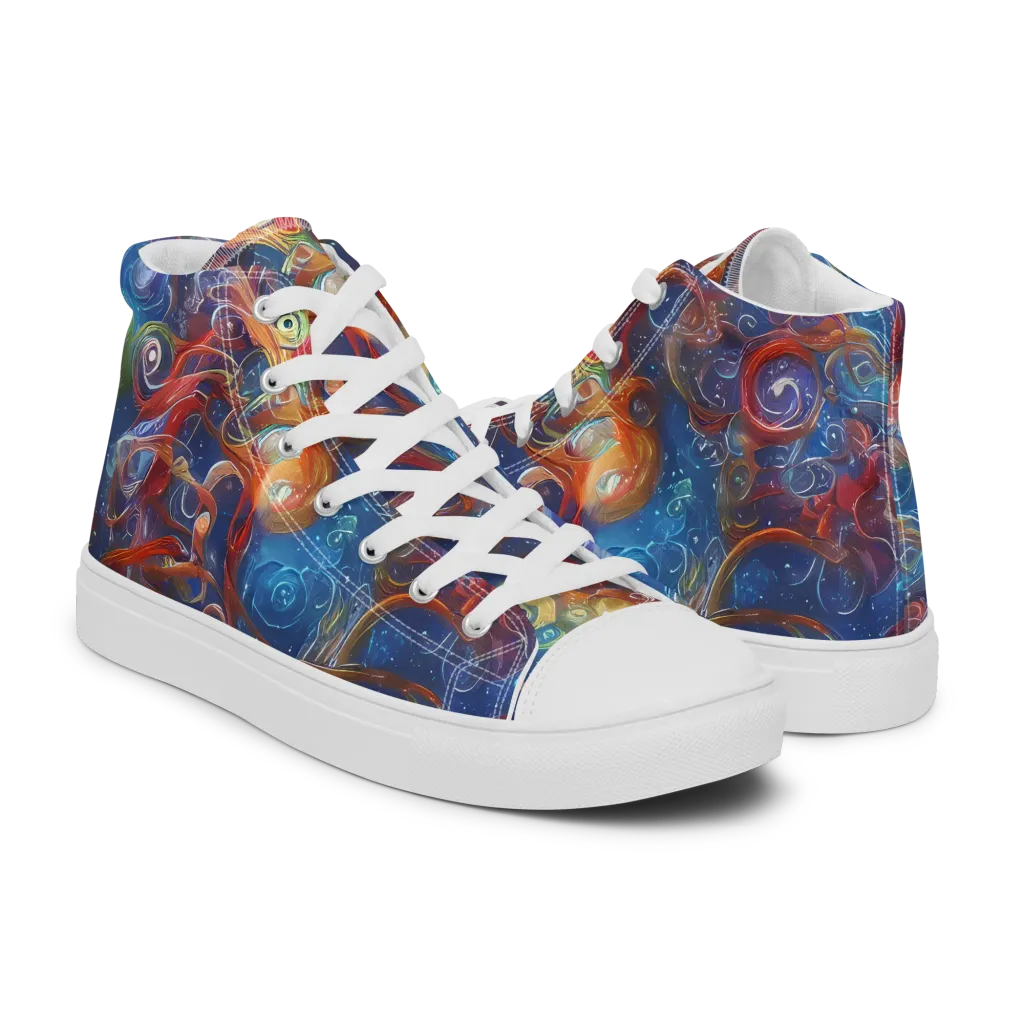 Galactic Whirlpool on Men's High Top Canvas Shoes — Right