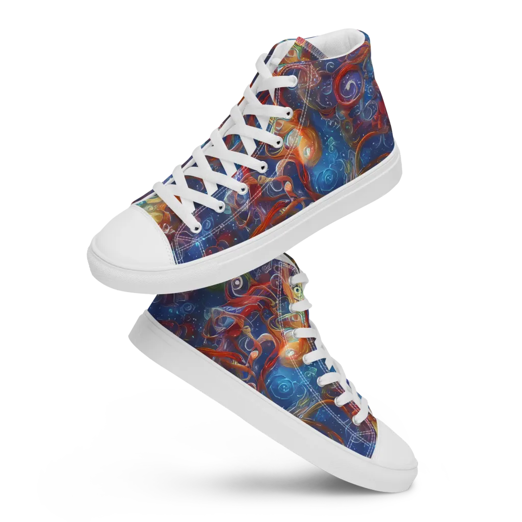 Galactic Whirlpool on Men's High Top Canvas Shoes — Front