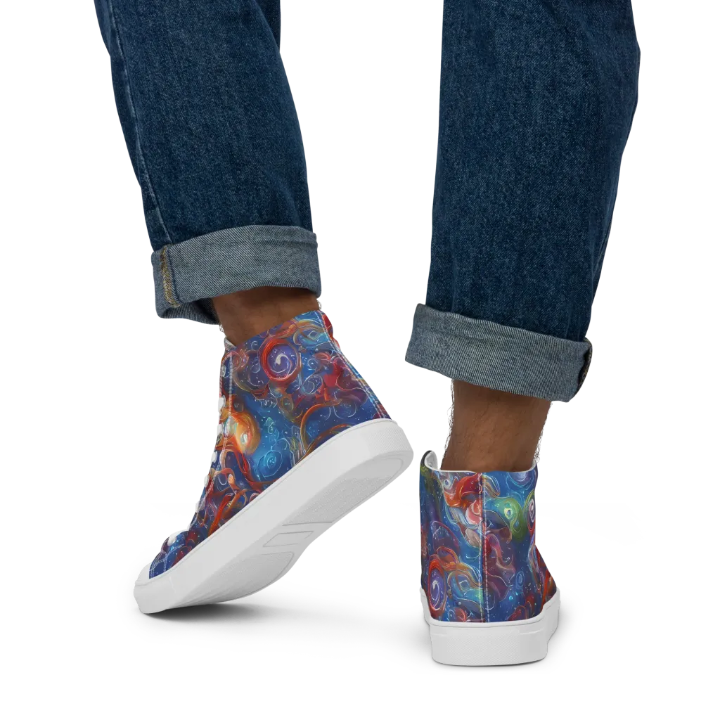 Galactic Whirlpool on Men's High Top Canvas Shoes — Back