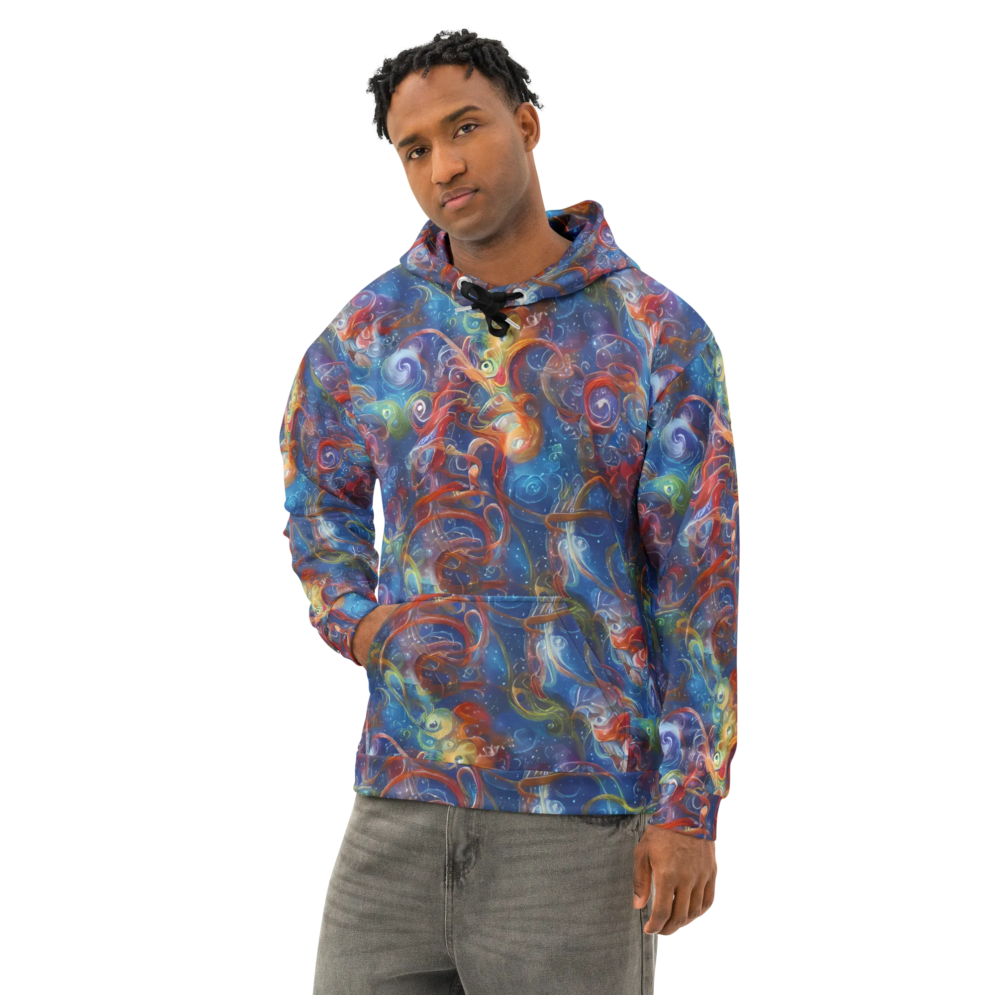 Galactic Whirlpool on Cotton Hoodie — Left Front